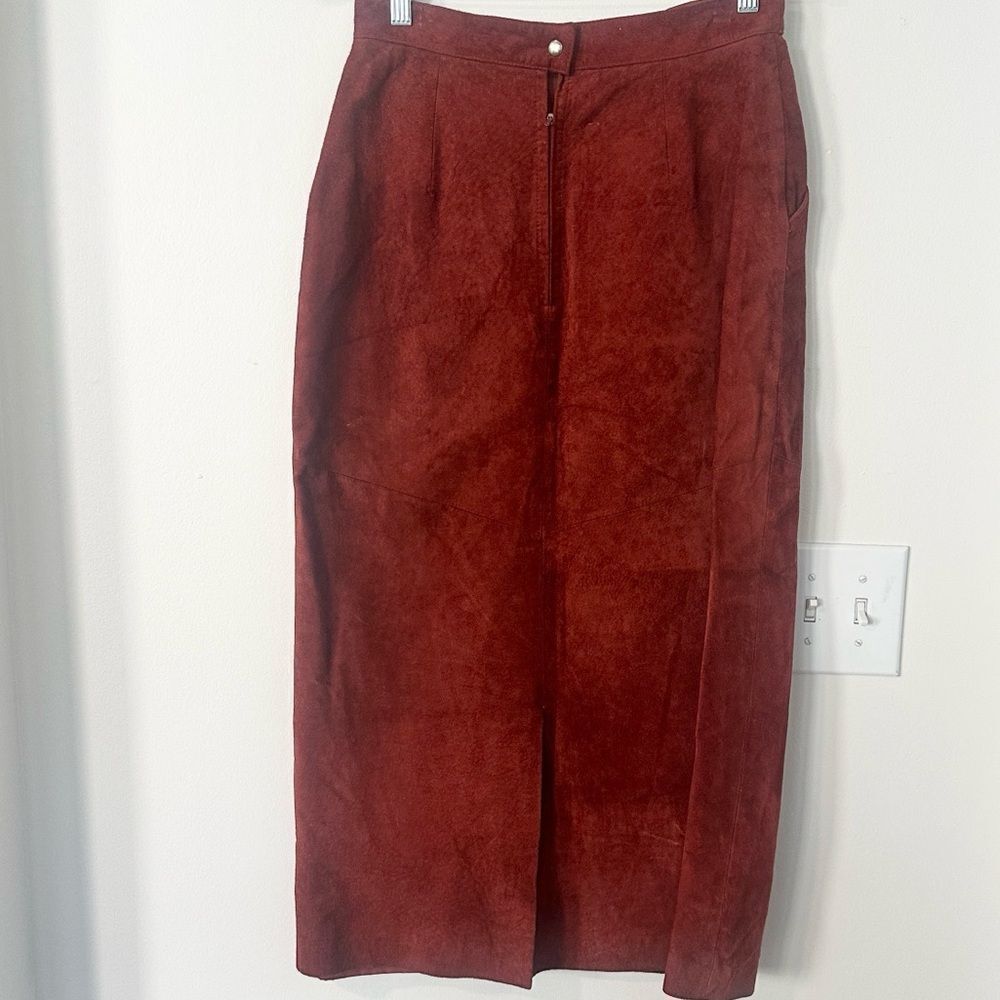Jacqueline Ferrar Suede Vintage Pencil Midi Skirt 10 - Picture 5 of 8